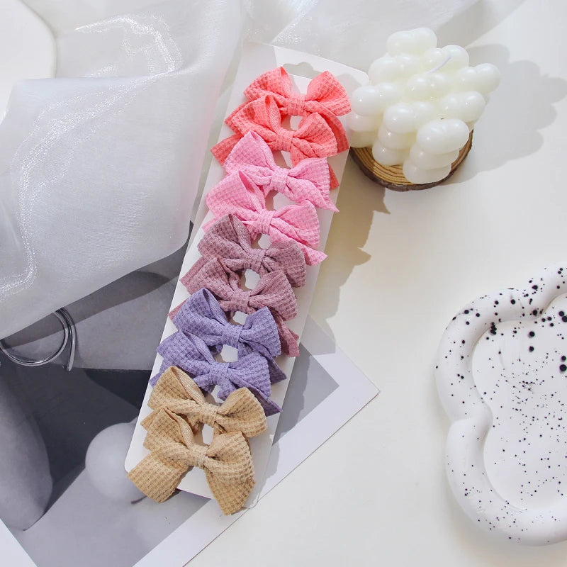 6/10Pcs/Set 2025 Fashion New Cute Ribbon Bowknot Hair Clips for Kids Handmade Baby Girls Hair Accessories