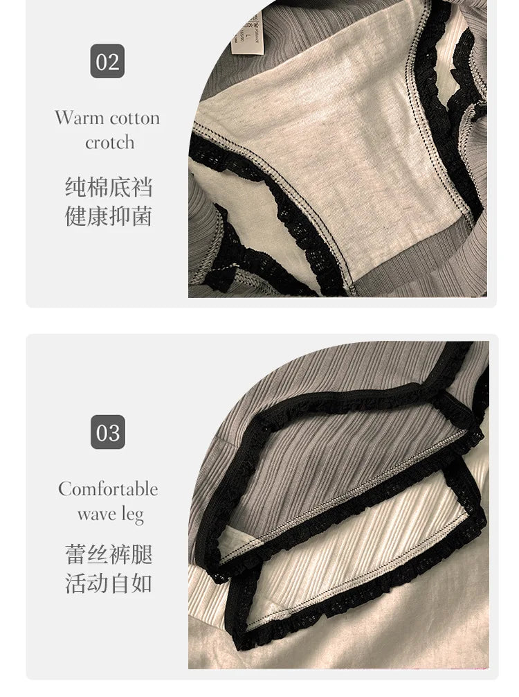 3Pcs/Set Cotton Panties Mid-Waist Women's Underwear Female Breathable Underpants Girls Solid Color Briefs Short Sexy Lingerie.