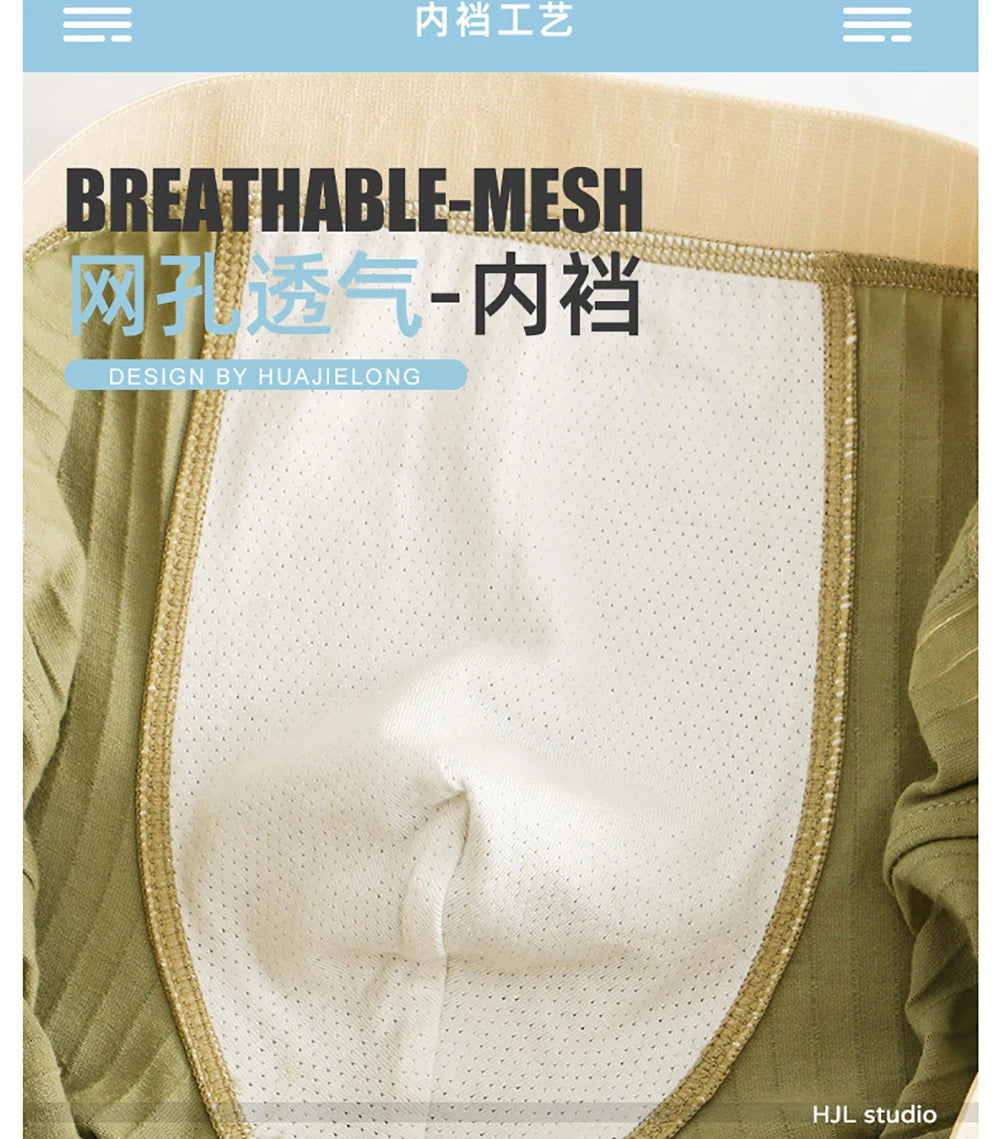 3 Teile/paket 100% Baumwolle Solide Gestreiften männer Boxer Sexy Atmungsaktive Mesh U Gabelung Unterwäsche Hohe Elastische Erweitern Bund Unterhose