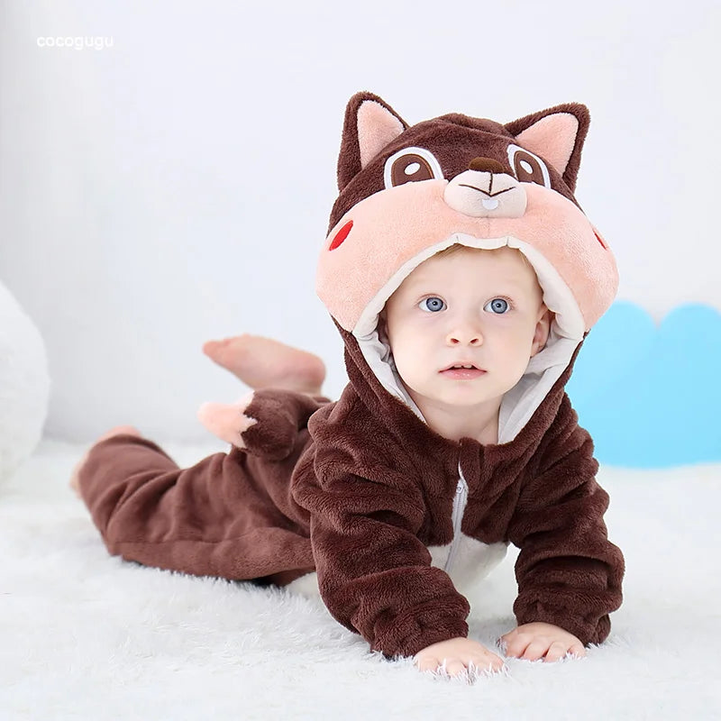Husky Stram pler Baby Boy Girl Pyjama Neugeborene Bebe Kleidung niedlichen Body suits Flanell warmes einteiliges Winter Halloween Tier Outfit.