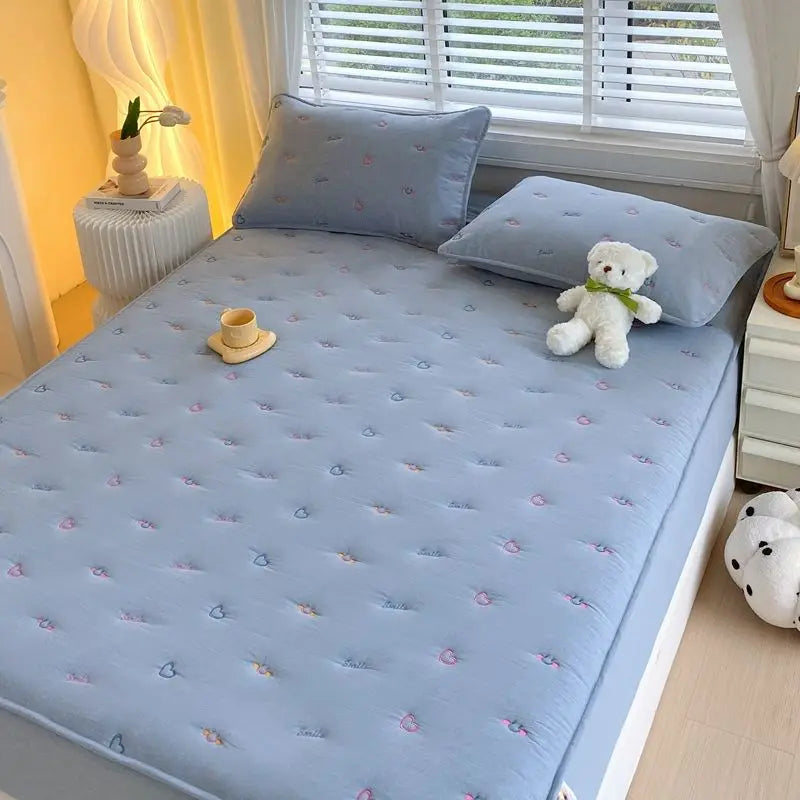 Cotton Mattress Single-piece Simmons Mattress Protective Cover Non-slip Fixing Bed Dust Cover