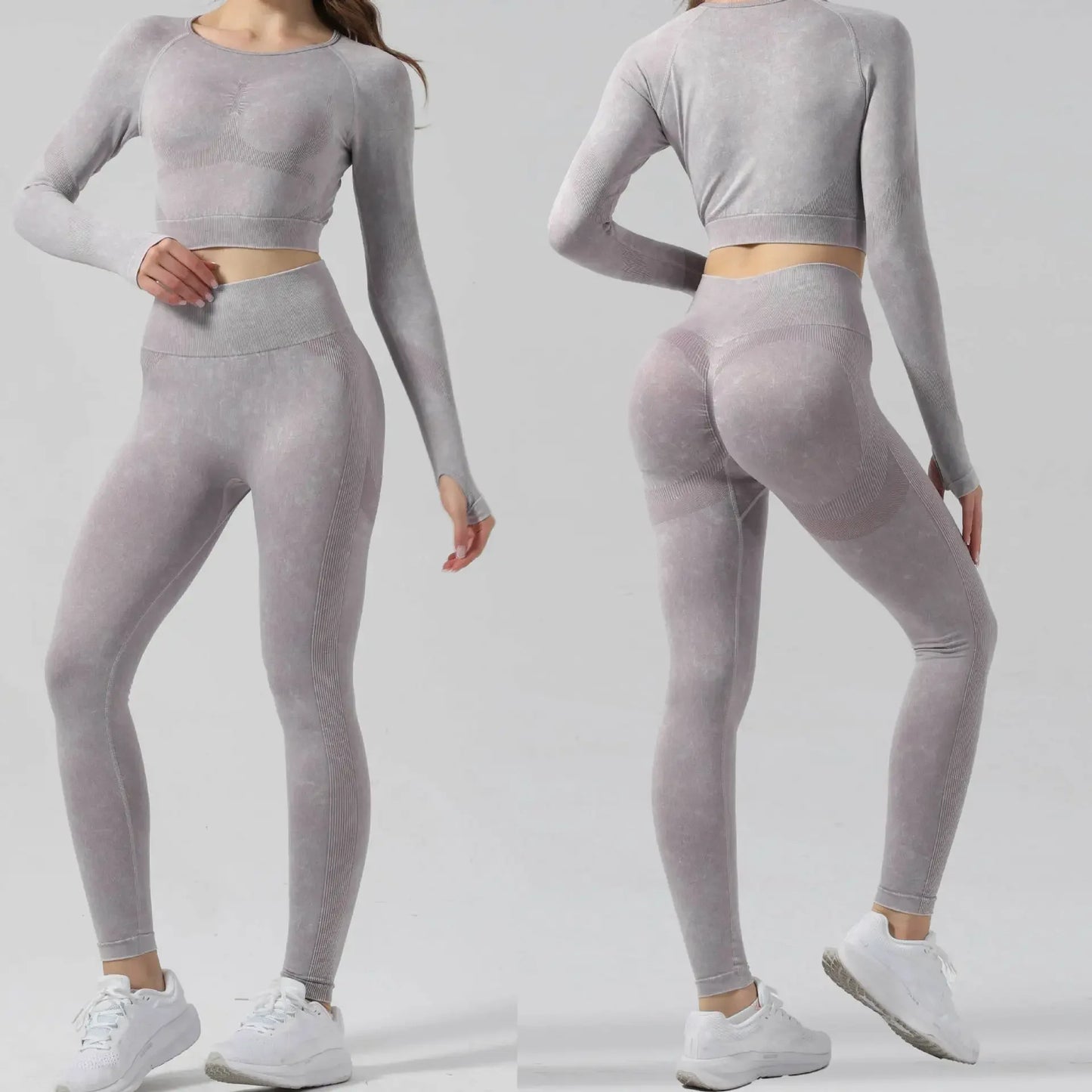 High Waist Yoga Pants Sand Washed Seamless Peach Butt Fitness Sportswear Tight Long Trousers for Women Autumn Season.