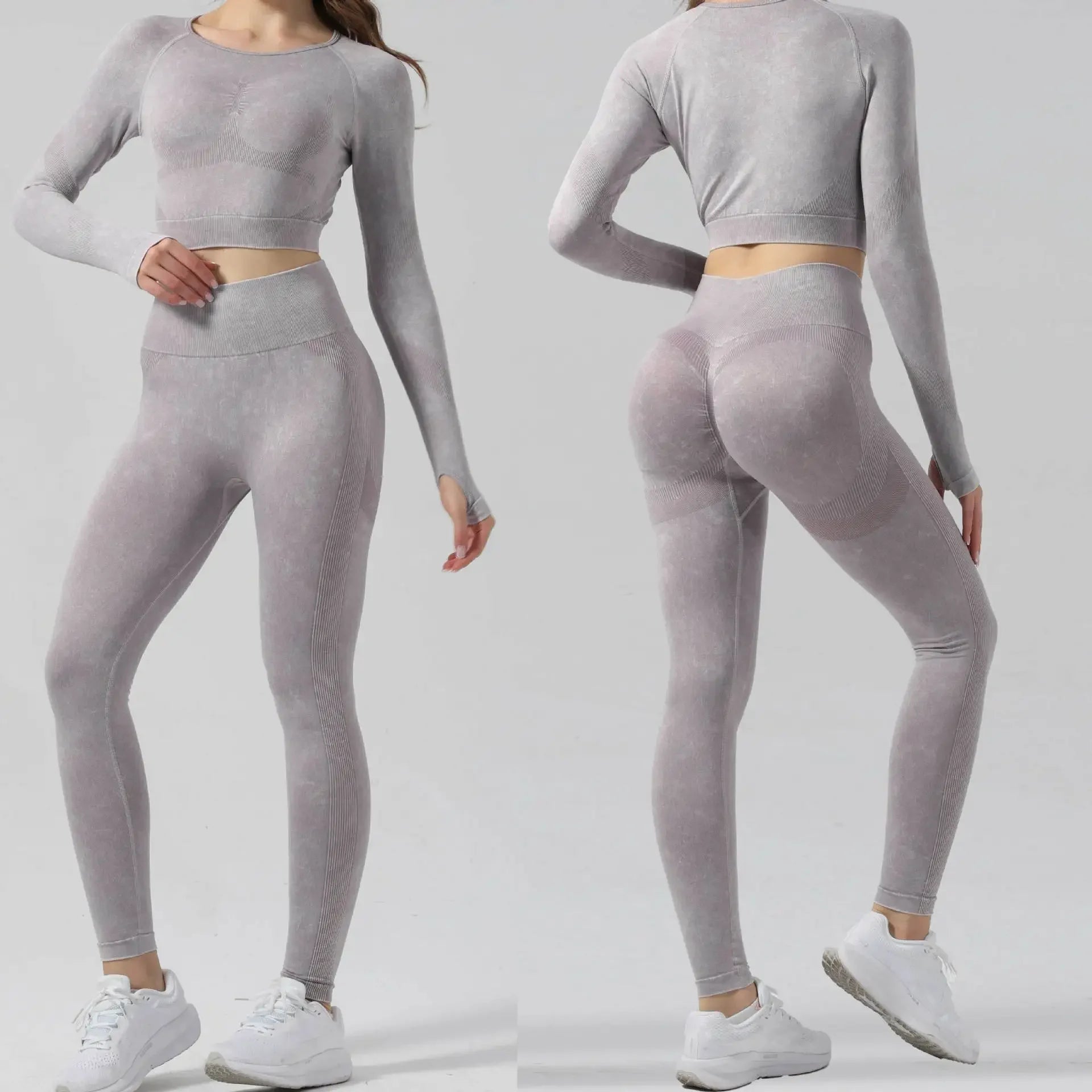 High Waist Yoga Pants Sand Washed Seamless Peach Butt Fitness Sportswear Tight Long Trousers for Women Autumn Season.