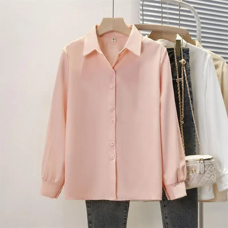 Spring Autumn Casual Chiffon Shirt Women Shirts Fashion Female Long Sleeve Loose Solid Blouse Tops Office Lady Shirts