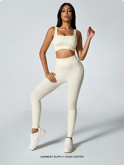 Women's seamless knitted thread yoga pants high waisted sports leggings hip lifting running training slimming and fashionable.