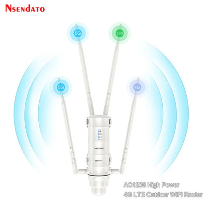 AC1200 WAVLINK 4G LTE With SIM Card Slot Outdoor WIFI Router 2.4G/5G High Power Long Range Wifi Router With 4x7dBi omni Antennas.