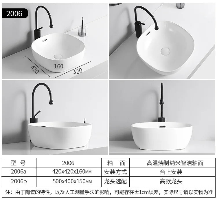 Arbeits platte Waschbecken Seite Entwässerung Keramik Waschbecken Balkon Waschbecken Kunst becken Einzel becken quadratischer Kreis