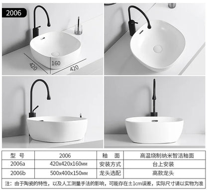 Arbeits platte Waschbecken Seite Entwässerung Keramik Waschbecken Balkon Waschbecken Kunst becken Einzel becken quadratischer Kreis