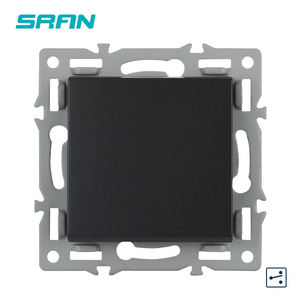 SRAN F6 Serie mehrere Rahmen schwarze Panel aus gehärtetem Glas, EU FR UN-Steckdosen und Schalter Dimmer-Lüfter-Fußlampe Rj45 RJ11Module DIY.
