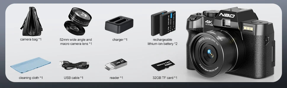 NBD 48MP Digital Cameras for Photography with WiFi & App Control,4K Autofocus Vlogging Camera , Anti-Shake,  Dual Batteries.