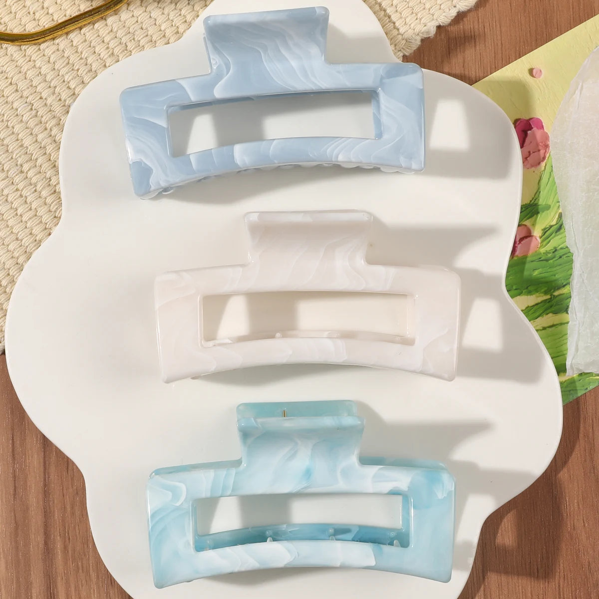 1/3/4/6 Pcs Medium Hair Claw Clips for Women Girls, Pink Strong Hold Matte Square Hair Clips for Thick Thin Hair