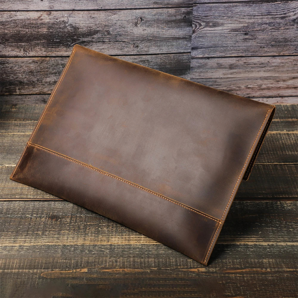Genuine Leather Laptop Case For Macbook Air 13 M1 M2 M3 M4 Macbook Pro 14 15 16 Sleeve Cover Men Notebook Computer Carrying Bag.