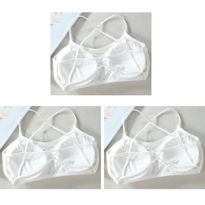 3pcs Womens Top Cross Strap Sports Bra Thin Push Up Sport Bra Yoga Gym Crop Tops Brassiere Fitness Breathable Girls Student Bras.