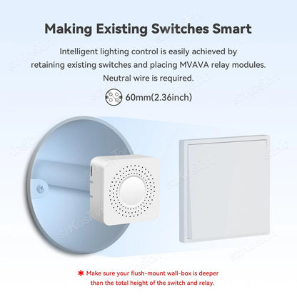 Matter WiFi Smart Switch 16A Smart Home Lichtschalter Relaismodul Sprachsteuerung Funktioniert mit Alexa Google Homekit Smartthings Tuya.