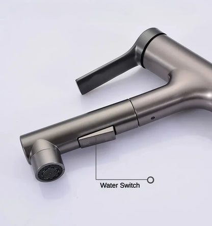 Single Handle Dual Hole Hot Cold Brass Washbasin Faucet 3 Function Stream Sprayer Pull Out Basin Sink Mixer Tap for Bathroom