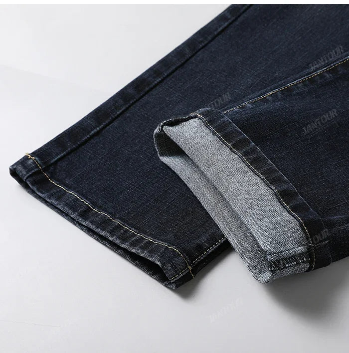 Baumwolle Herren Jeans Denim Hosen Marke Klassische Kleidung Overalls Gerade Hosen für Männer Schwarz Oversize Große Größe 35 40 42 44 46
