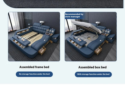 Nordic Smart Modulares Doppelbett Master Storage Luxus Designer Doppelbett Multifunktionale Leder Camas Ehe Möbel
