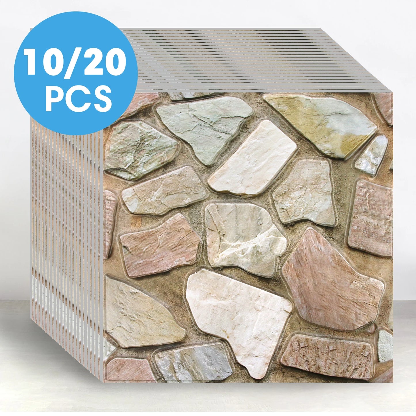 10/20 Pcs, 3D Faux Stone Peel and Stick Wall Panels, PVC Waterproof Wall Stickers ,Kitchen, Bathroom Wall Decoration, Backsplash