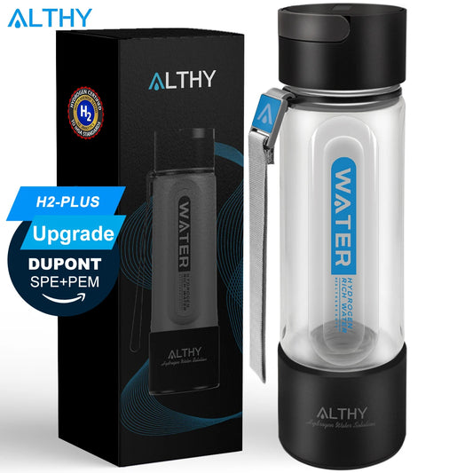 ALTHY Hydrogen Water Generator Bottle Cup DuPont SPE+PEM Dual Chamber,40 Times Working/ Single charged ,H2 Inhalation Device.