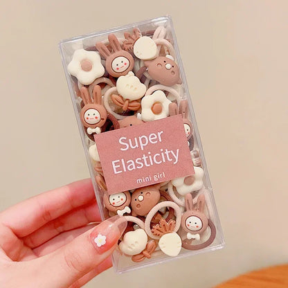 Coffee Color Children's Cute Cartoon Hair Rope Baby Thumb Loop Does Not Hurt Rubber Band Headwear Baby Tie Head  Small Pull.