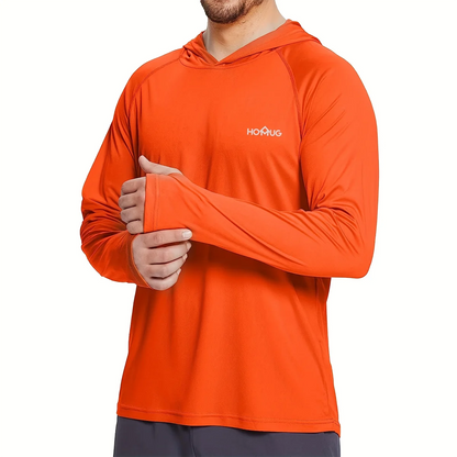 Men's UPF 50+ Sun Protection Hoodie T-Shirts Long Sleeve SPF/UV Quick Dry Lightweight Fishing Workout Thumbhole T-Shirt Male