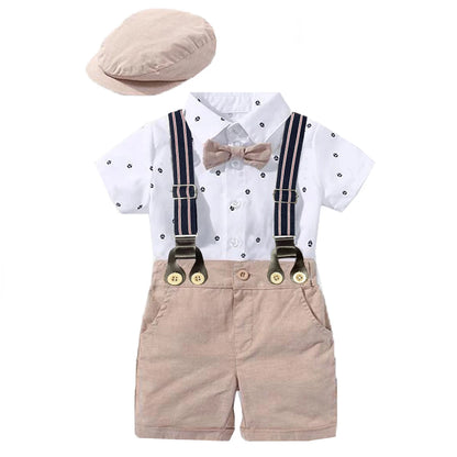 Hot Baby Boy Clothing Suit Newborn Handsome Romper Bow Set Birthday Festival Gift Jumpsuit Hat Toddler Boys Wedding Outfit Dress.