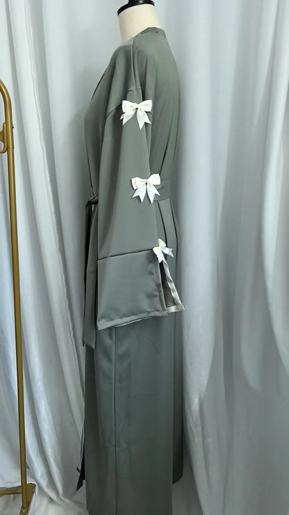 Eid Muslimischen Bogen Abaya Frauen Kleider Jalabiya Vestidos Largos Split Hülse Ramadan Marokko Dubai Lange Robe Party Islam Kaftan 2025.