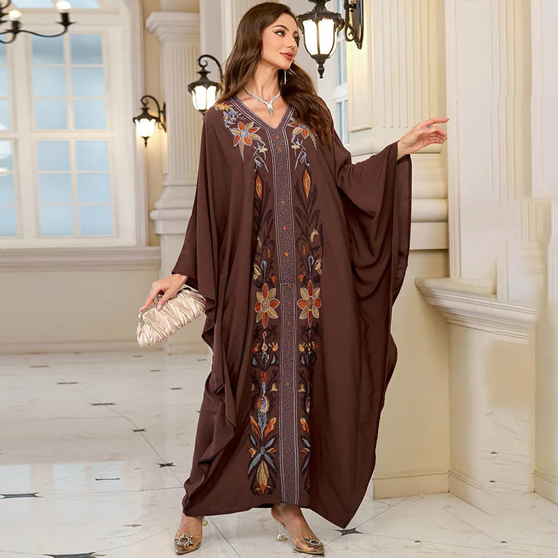 Frauen bestickte lange Kaftane Plus Size Kaftan Kleider Strand Badeanzug Cover Up Moomoo Kleid marokkanische Robe.