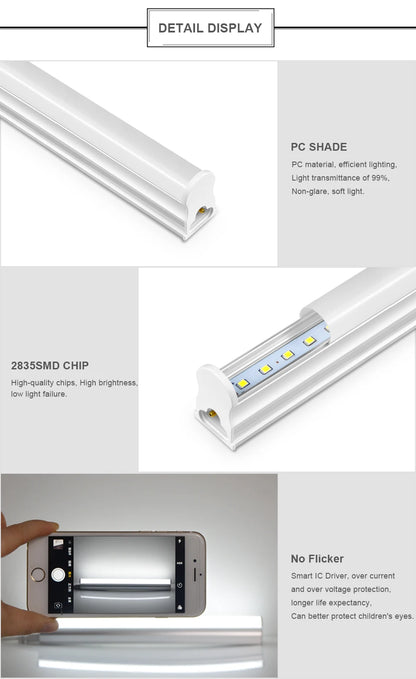 No Flickering T5 LED Tube 15W 50CM LED Light Bulb AC110V-220V Bright Fluorescent Tube For Study Table Lamp Home Cabinet Lighting.