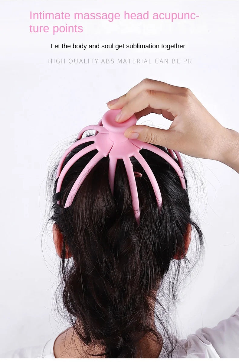 Head Massager Neck Massage Octopus Scalp Stress Relax 12 Antennae Massage Head Meridian Comb Point Pressing Head Artifact.