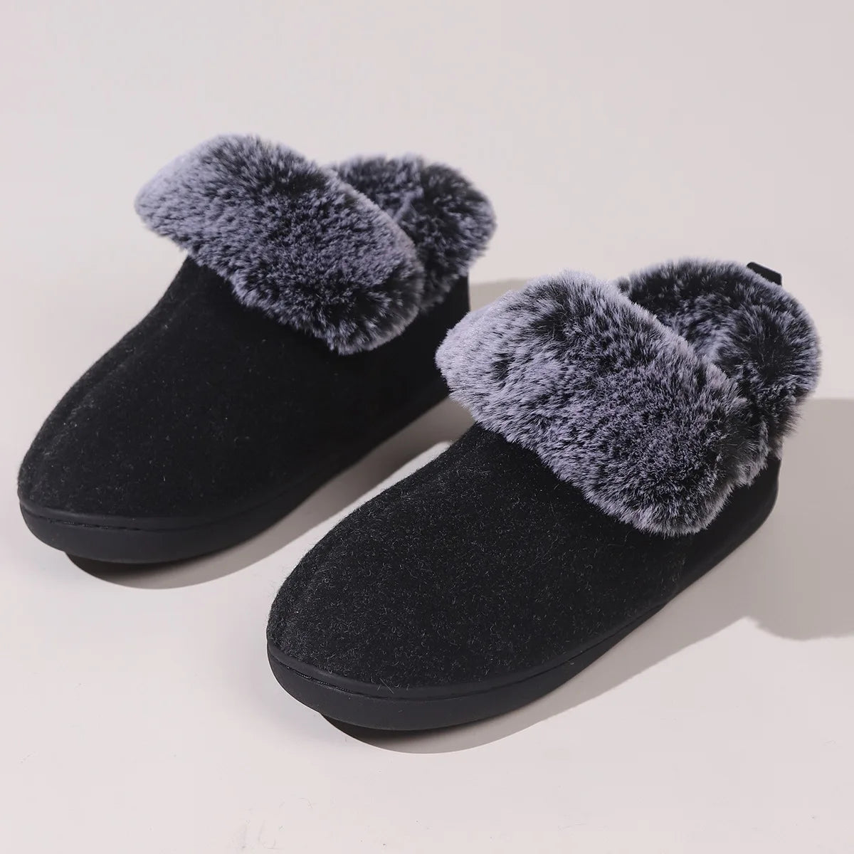 Smile Pop New Men Plush Slippers Indoor Fluffy Fur Home Men Slippers Outdoor Warm Closed Soft Non-slip Fuzzy Winter Men Shoes.