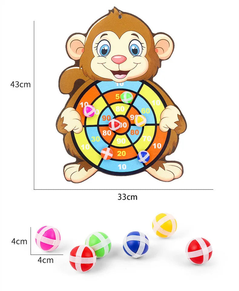 Child Montessori Toys for Kids 2 to 4 Years Old Cartoon Animal Dart Board Sticky Ball Family Interactive Educational Toys Baby.