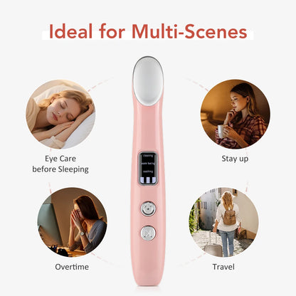 Rechargeable Eye Massager Wand  Vibration Eye Massage Tool Eye Lifting Massager Hot Compress Eye Beauty Device for Dark Circles.