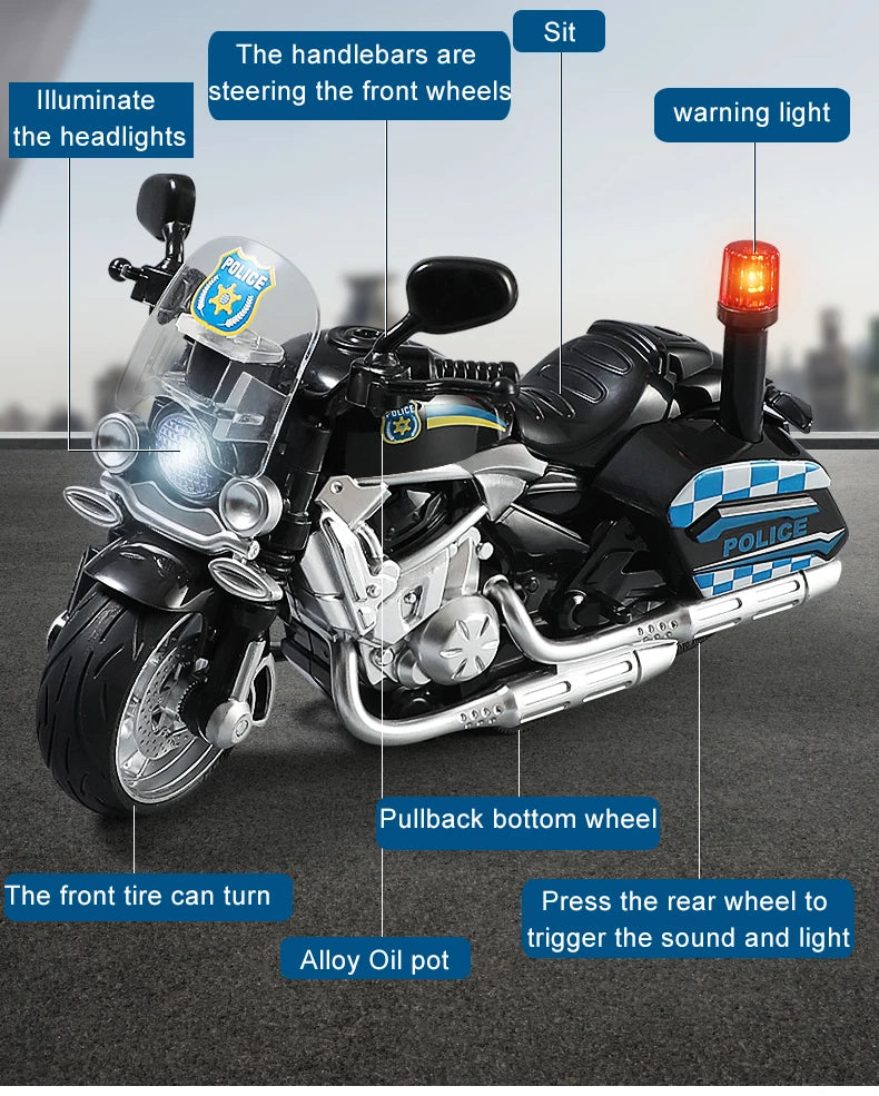 1:12 Sound Light Motorcycle Alloy+Plastic Moto Car Model Diecast Play Vehicles Decoration Collection Boy Toys For Children Gift.