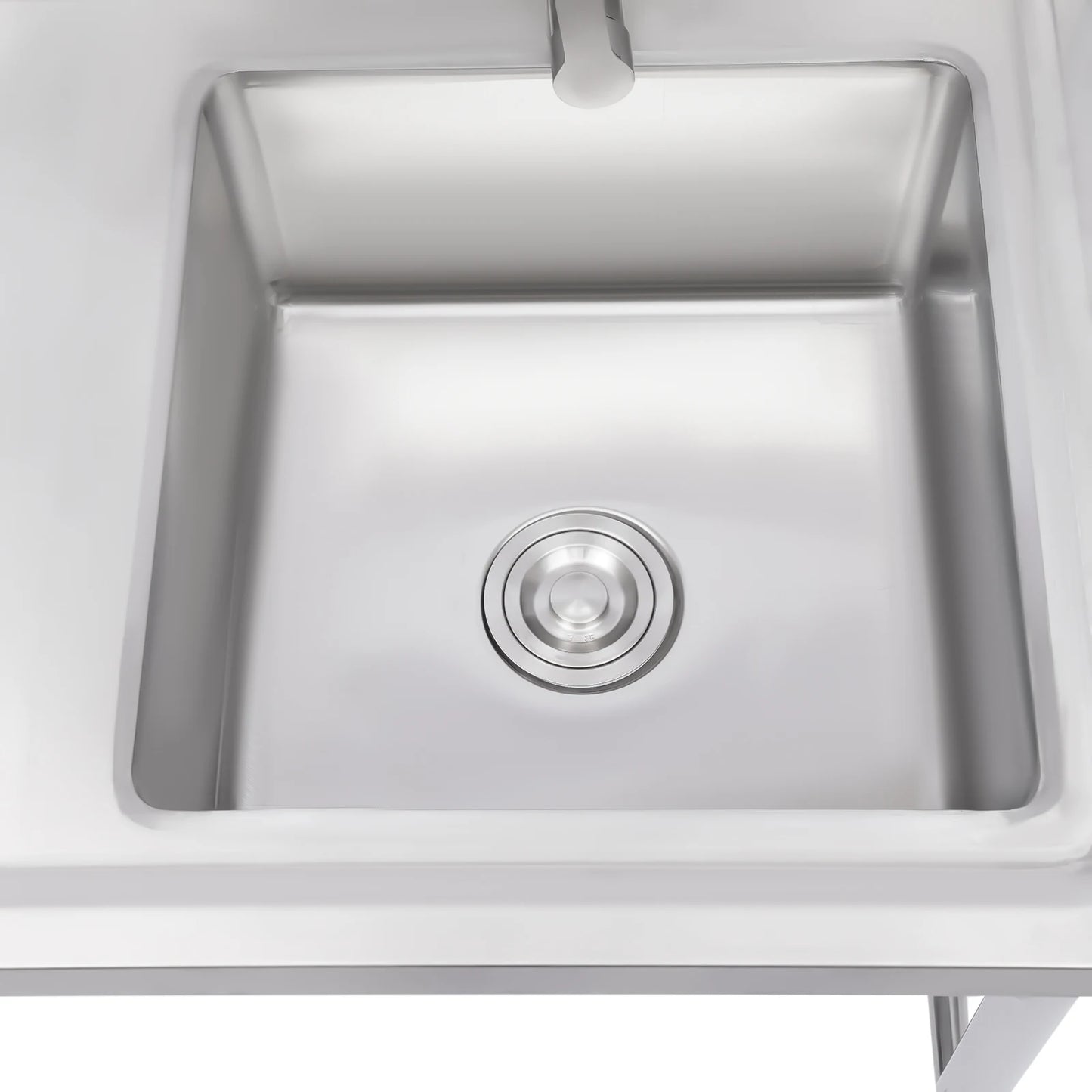 Küchenspüle mit 201 Stauraum, Edelstahlspüle mit Waschbecken, 100 x 60 x 93 cm, freistehendes kommerzielles Küchenspüle aus Edelstahl