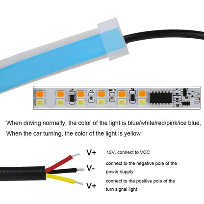 2 stücke Auto LED DRL Tag Nacht Lauflicht Wasserdichte Flexible Universal Auto Fließende Blinker Licht Bremse LED Streifen Lampe.