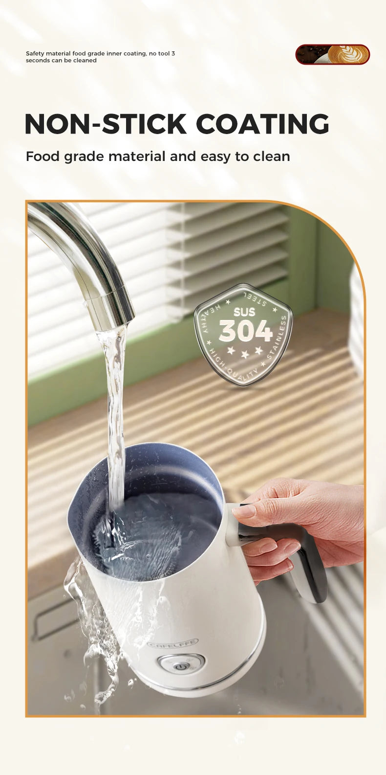 Cafelffe 4in1 Electric Milk Frother Frothing Foamer Chocolate Mixer Cold/Hot Latte Cappuccino Automatic foam milk heater Warmer.