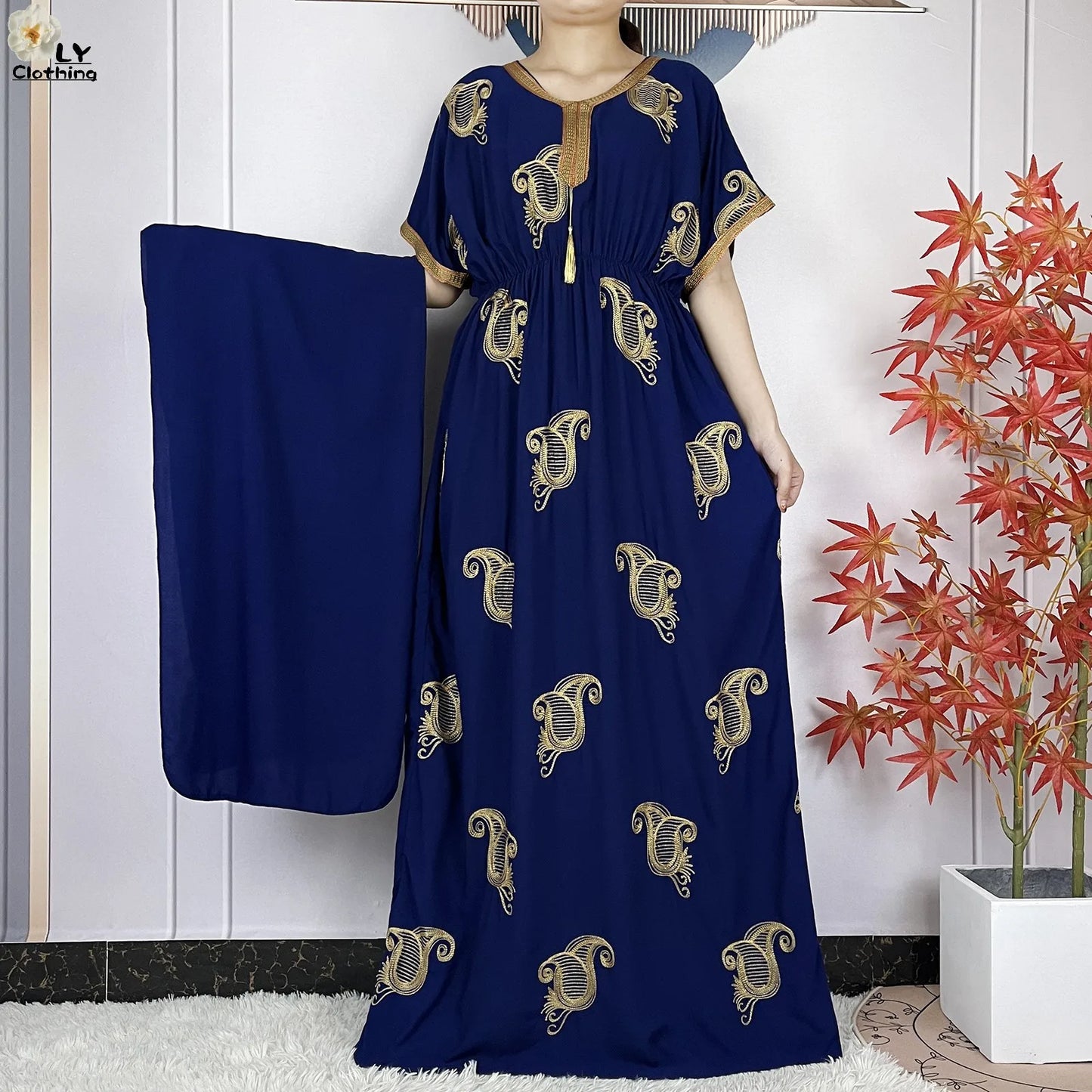 New Dubai Fashion Women Party Evening Dress 2024 Summer Short Sleeve Elasticity Embroidery Femme Robe African Islam Loose Abaya