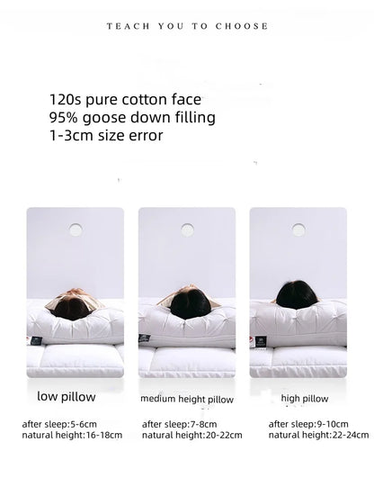 95% Goose Down Pillow for 5-Star Hotel Home,Pure Cotton Pillowcase,3D Bread Bedroom Sleeping Pillow,Adult Low-Mid-high almohadas.