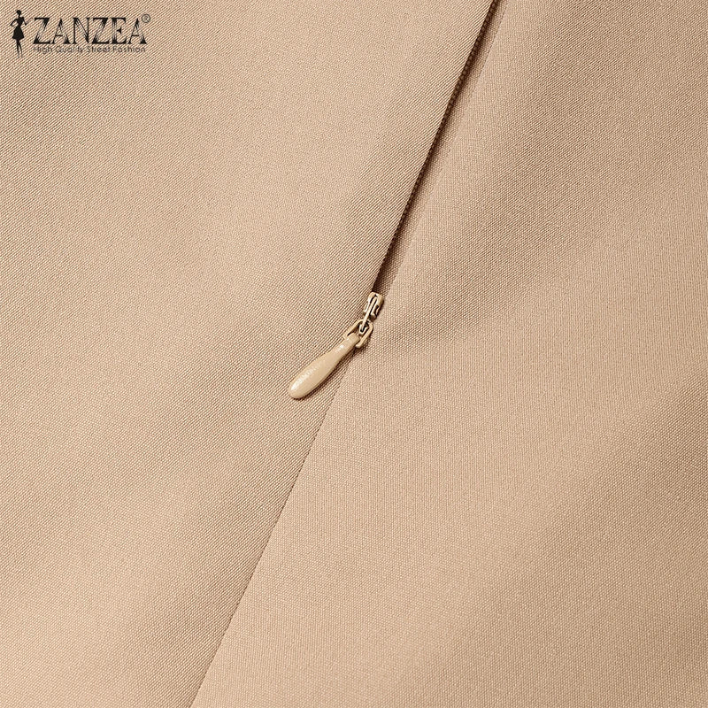 ZANZEA Street Fashion High Waist Jumpsuits Women Workwear Belt Rompers Solid Deep V Neck Elegant Office Lady Long Overalls