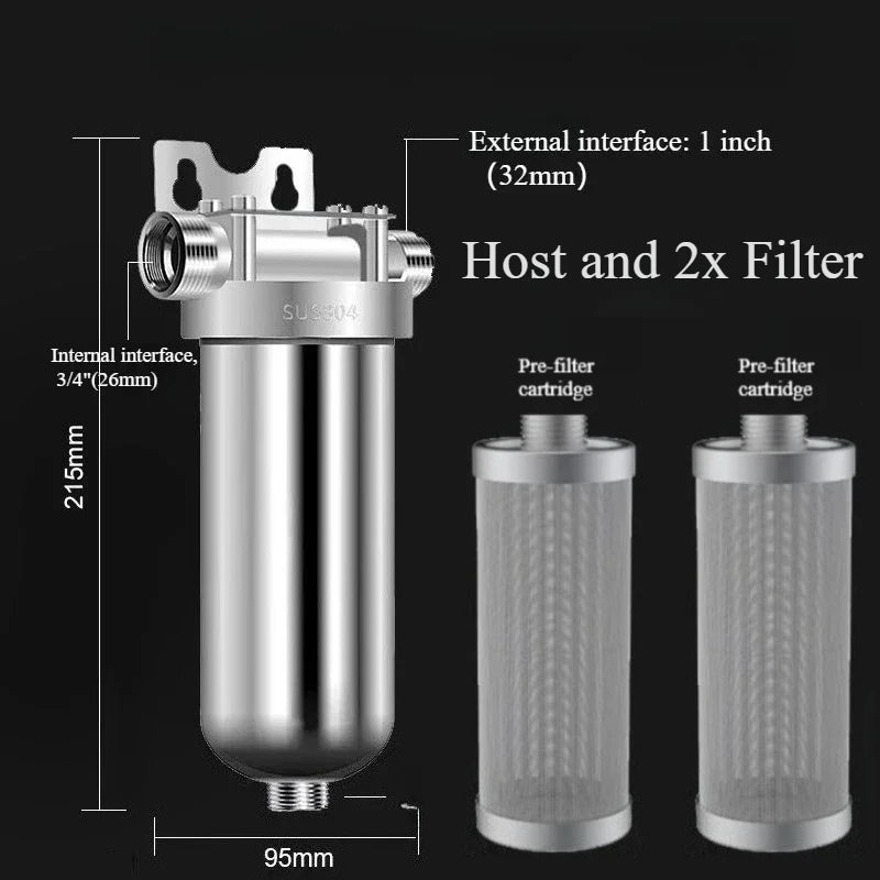 Pre filter household well water whole house household water purifier 304 stainless steel high flow backwashing water filter.