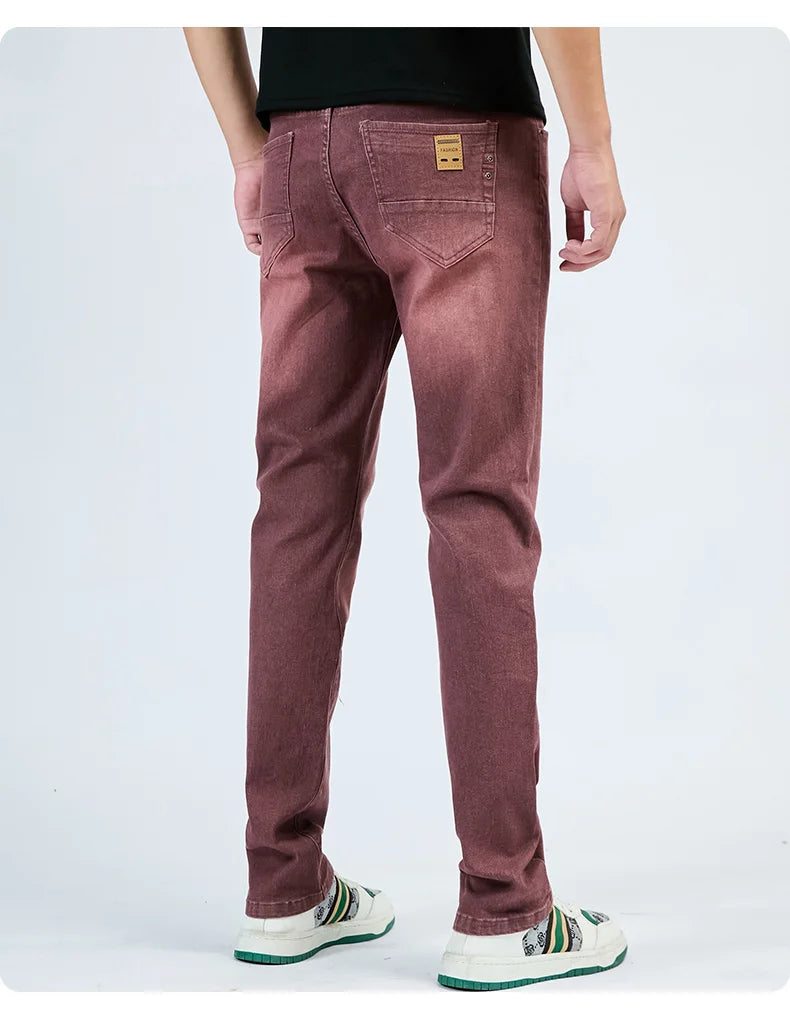 2025 Autumn Men's White Slim Fit Straight Jeans Casual Stretch Denim Pants Comfortable Fashion Streetwear Male Brand Clothing