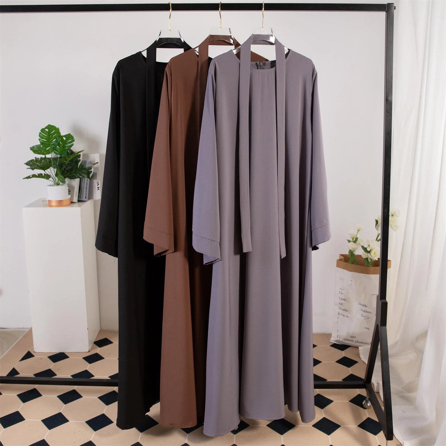 Muslim Abayas Long Maxi Prayer Dress Women Kaftans with Belt Full Sleeve Islamic Clothing Women Jilbabs Ramadan Dresses.
