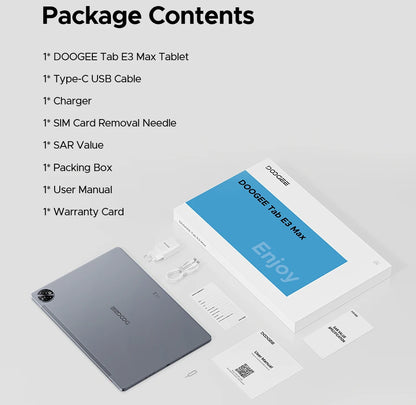 Global Version DOOGEE Tab E3 Max Tablet PC Android 15 Gemini AI 14'' 2.1K Screen 8GB RAM 256GB 13500mAh Large Battery Smart Pad