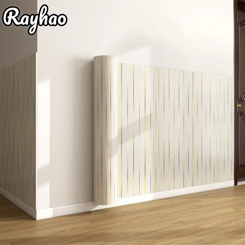 Foam Wallpaper Wall Panel with Gold Studded for Kitchen Backsplash Bathroom Waterproof Aluminum Foil Bottom Stripe Wall Stickers