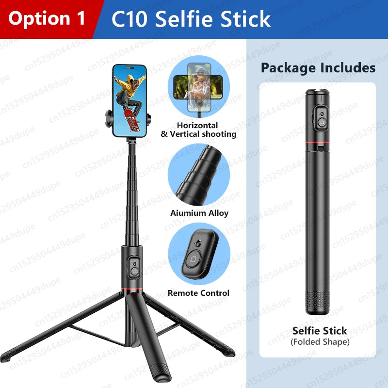 Selfie Stick with Wireless Bluetooth Remote, Portable 72 Inch Aluminum Alloy Selfie Stick Phone Tripod for iOS Android Cellphone