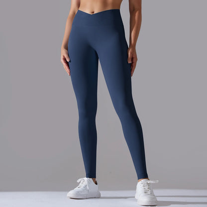 Crossover Waist Women Yoga Leggings Hips Lifting Gym Leggings Seamless Sport Pants High Waist Fitness Leggings Workout Running