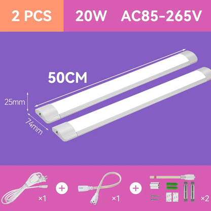 Dimmable Led Light Tube with Remote`Control Home 110-220V Ceiling Fixture LED Light Bar for Kitchen Garage Bedroom Cabinet light.