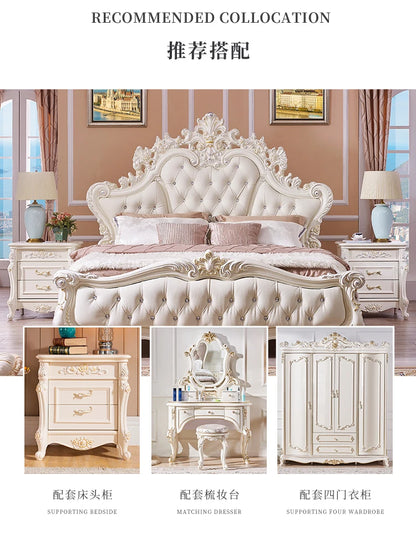 Gold Luxus gestepptes Doppelbett Holz Vintage weiche Einzelkopfteile Doppelbett Erwachsene Zuhause Camas De Dormitorio Möbel