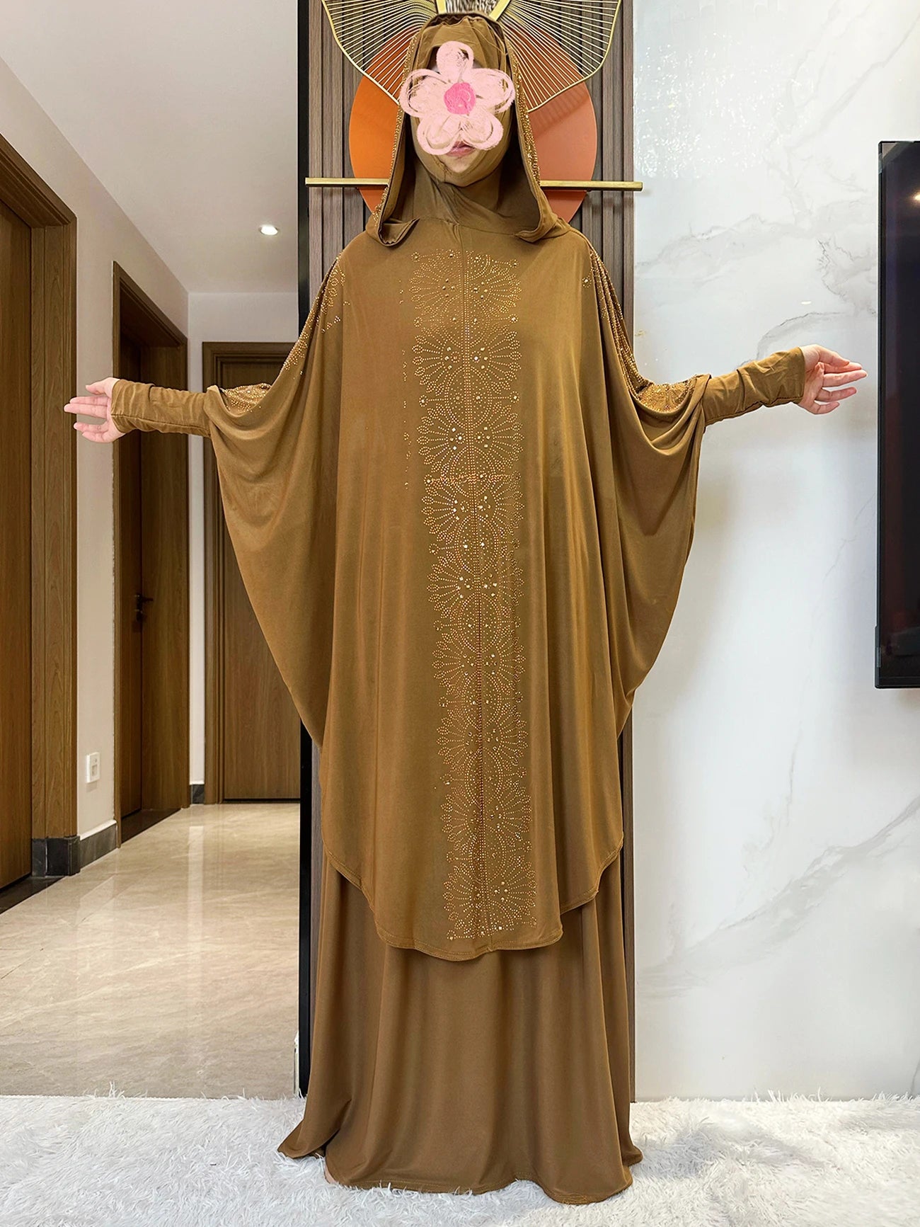 New Two Piece Set Solid Jilbab Prayer Muslim Abaya Set Women Prayer Garment Dress Hijab Long Khimar Skirt Sets Islamic Ramadan.